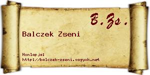 Balczek Zseni névjegykártya